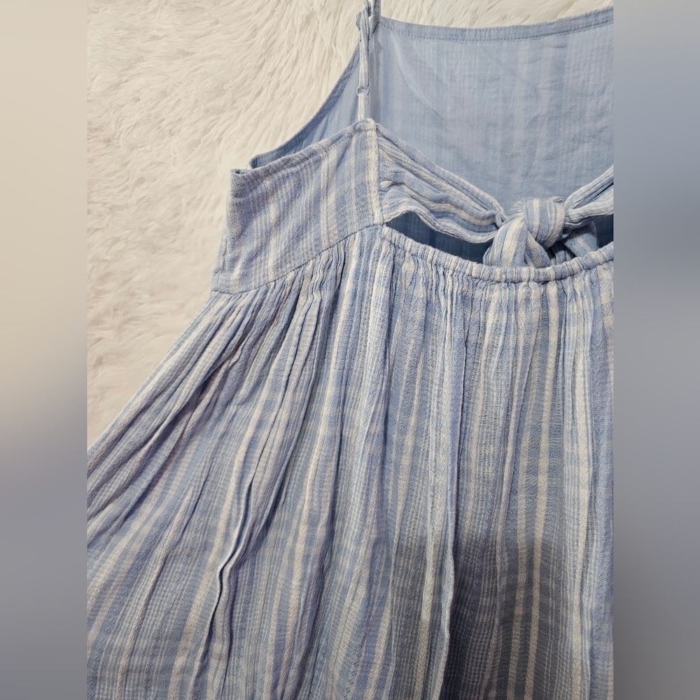American Eagle Outfitters Baby Doll Light Blue Plaid Midi Dress Large - Picture 8 of 16